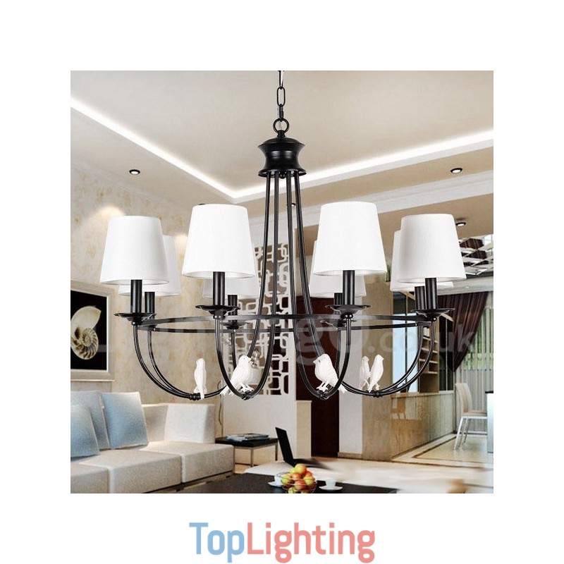 8 Light Retro Black Mediterranean Style Rustic Contemporary Candle Style Chandelier