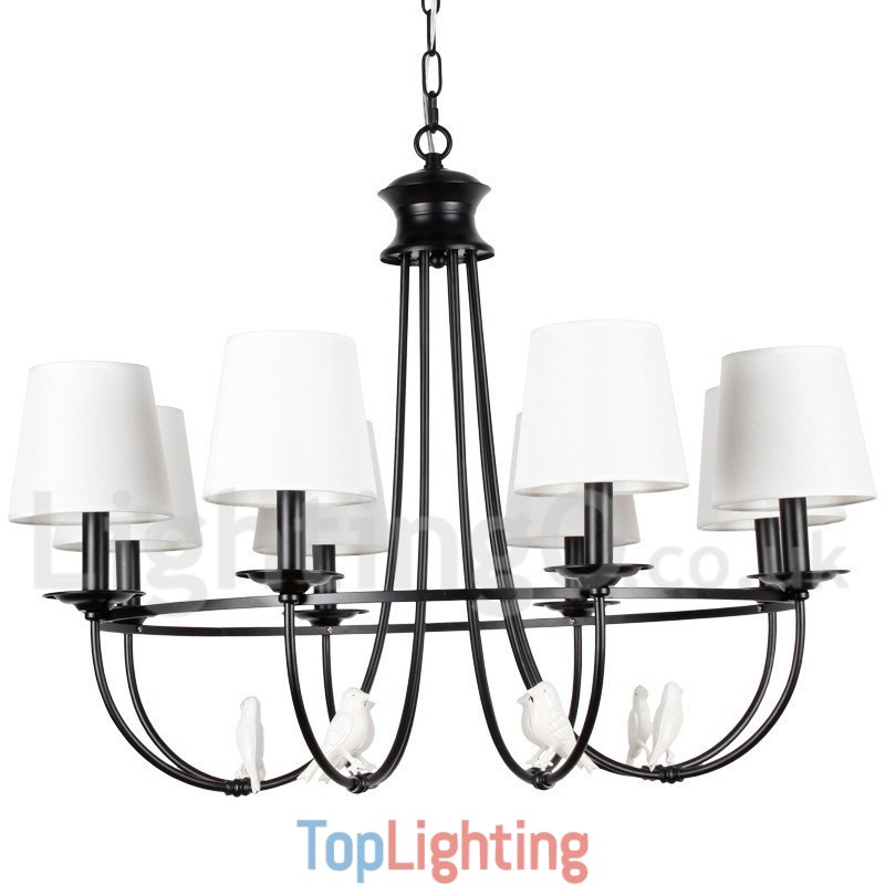 8 Light Retro Black Mediterranean Style Rustic Contemporary Candle Style Chandelier