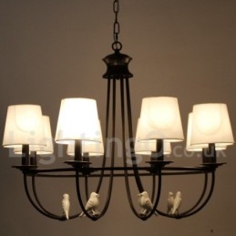 8 Light Retro Black Mediterranean Style Rustic Contemporary Candle Style Chandelier