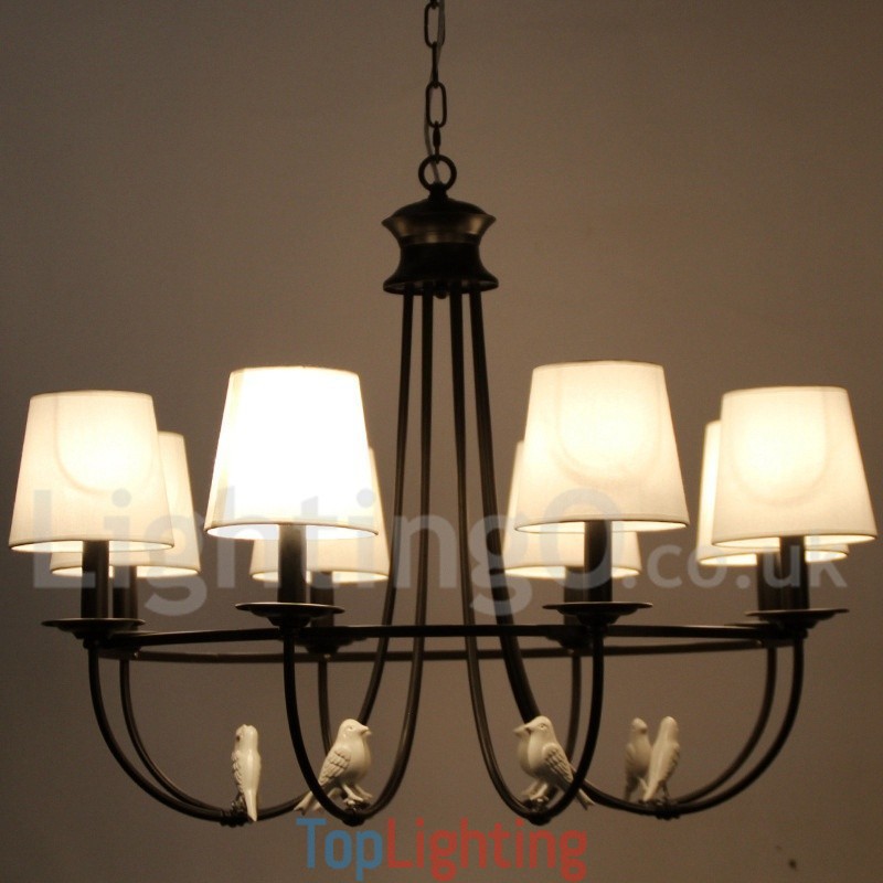8 Light Retro Black Mediterranean Style Rustic Contemporary Candle Style Chandelier