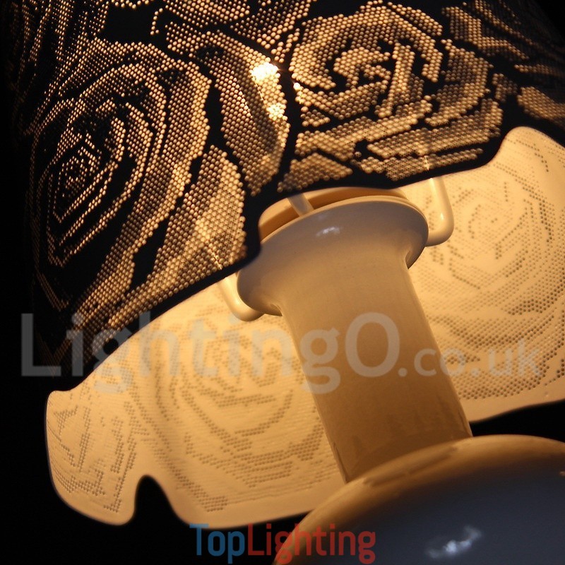 6 Light Modern Contemporary Hollow White Candle Style Chandelier