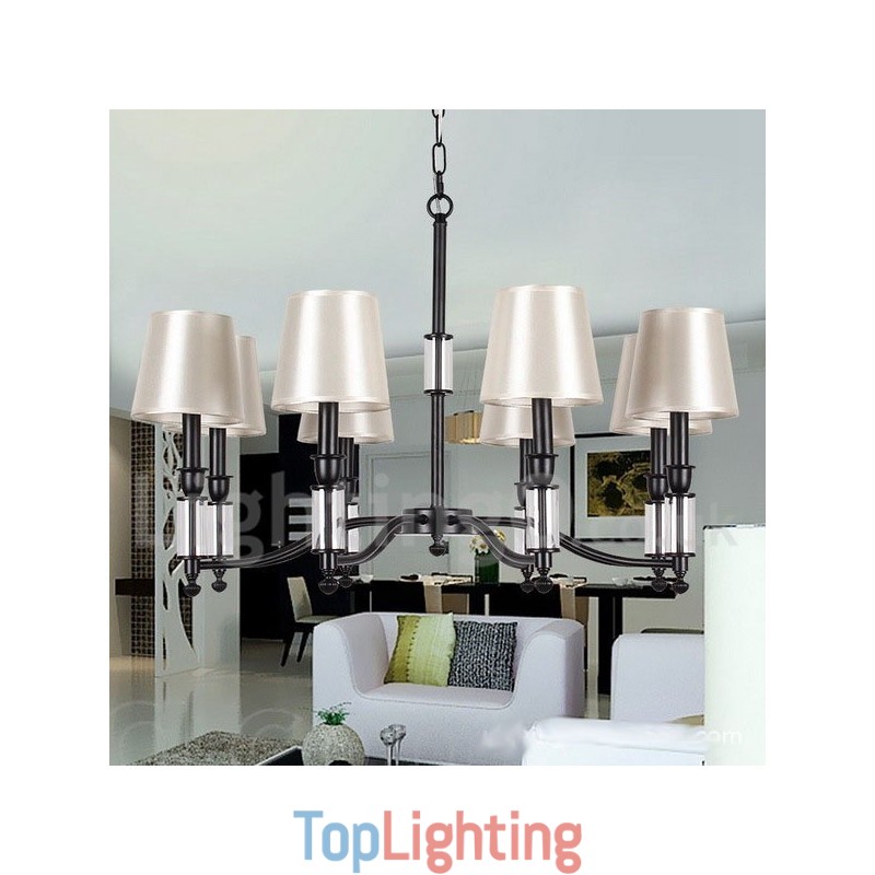 8 Light Black Retro Contemporary Candle Style Chandelier
