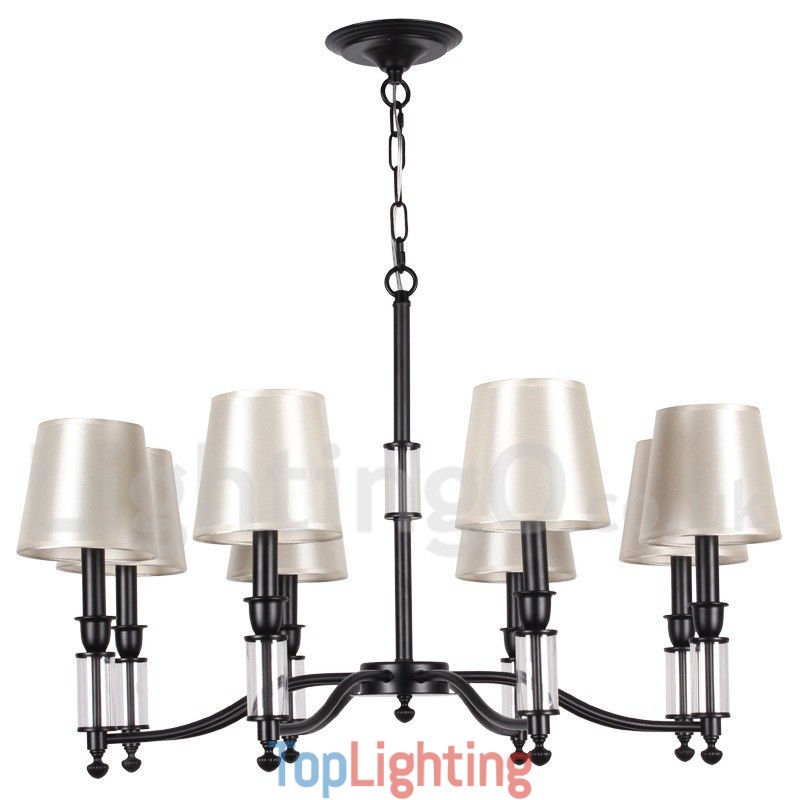 8 Light Black Retro Contemporary Candle Style Chandelier
