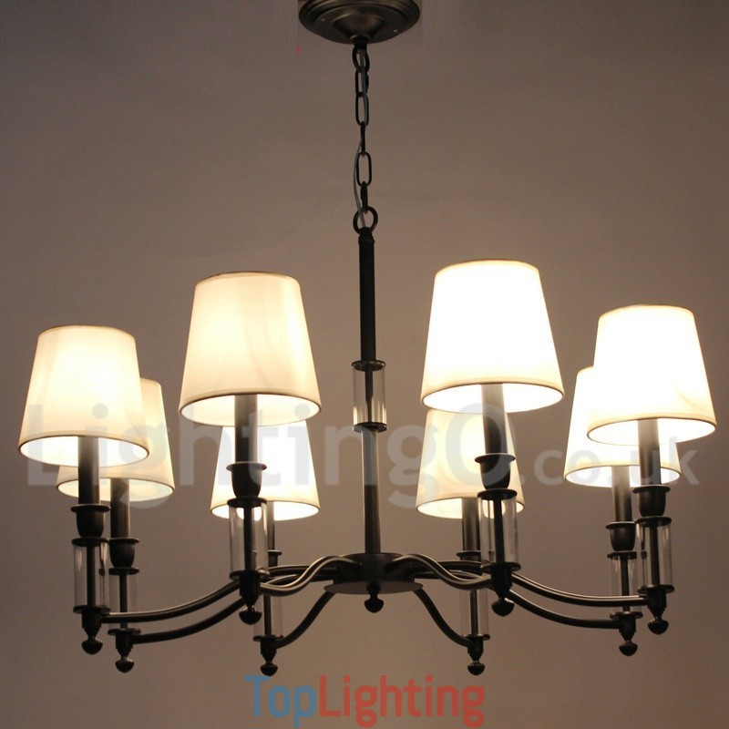 8 Light Black Retro Contemporary Candle Style Chandelier