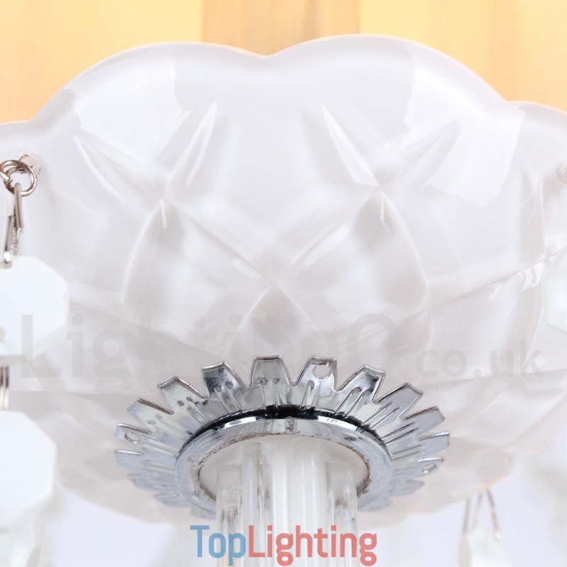 6 Light White K9 Crystal Candle Style Chandelier