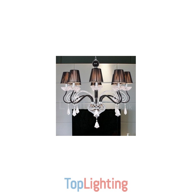 8 Light White Contemporary K9 Crystal Candle Style Chandelier