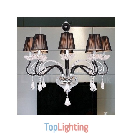 8 Light White Contemporary K9 Crystal Candle Style Chandelier 8 Light White Contemporary K9 Crystal Candle Style Chandelier