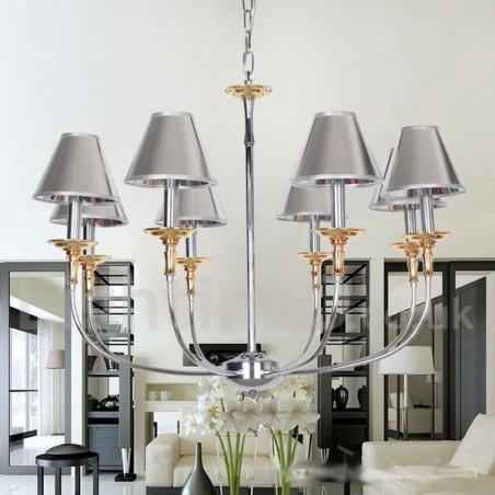 8 Light Modern Contemporary Chrome Candle Style Chandelier 8 Light Modern Contemporary Chrome Candle Style Chandelier