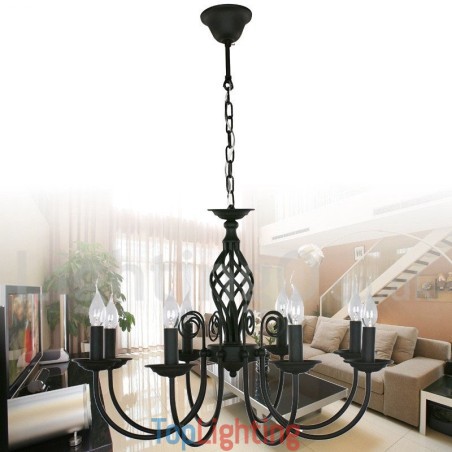 8 Light Contemporary Retro Black Candle Style Chandelier 8 Light Contemporary Retro Black Candle Style Chandelier