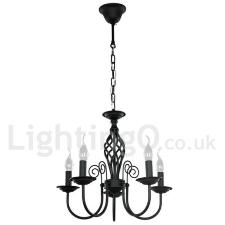 5 Light Contemporary Retro Black Candle Style Chandelier 5 Light Contemporary Retro Black Candle Style Chandelier