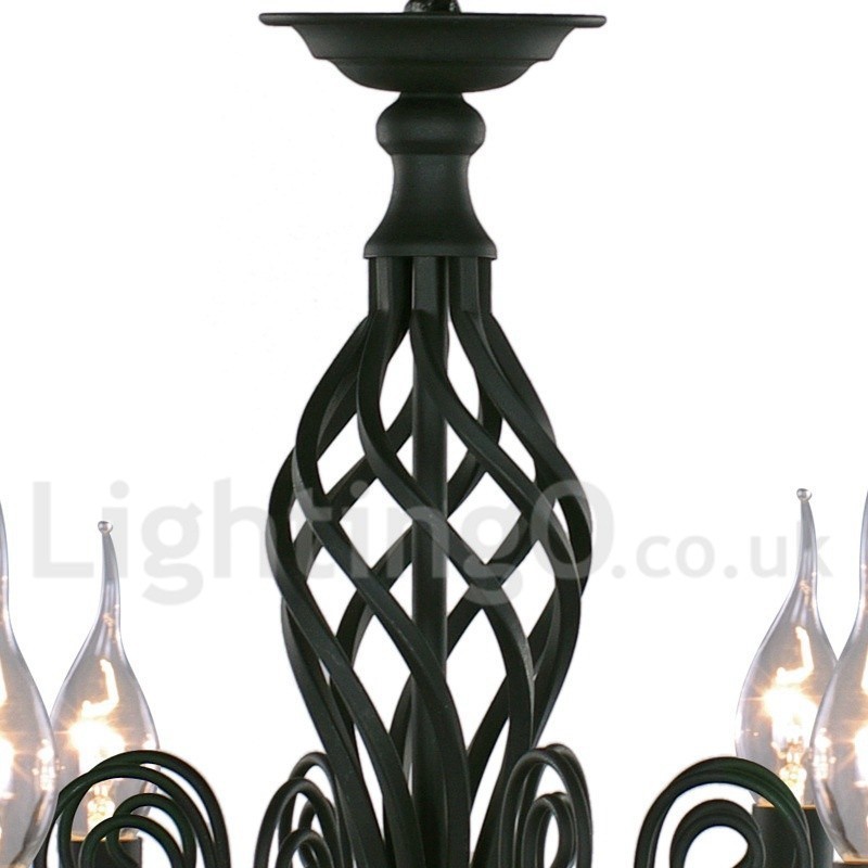 5 Light Contemporary Retro Black Candle Style Chandelier