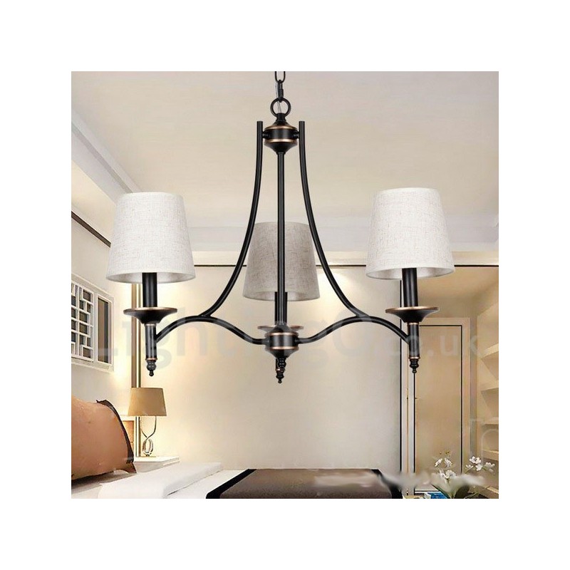 3 Light Rustic Retro Black Contemporary Candle Style Chandelier