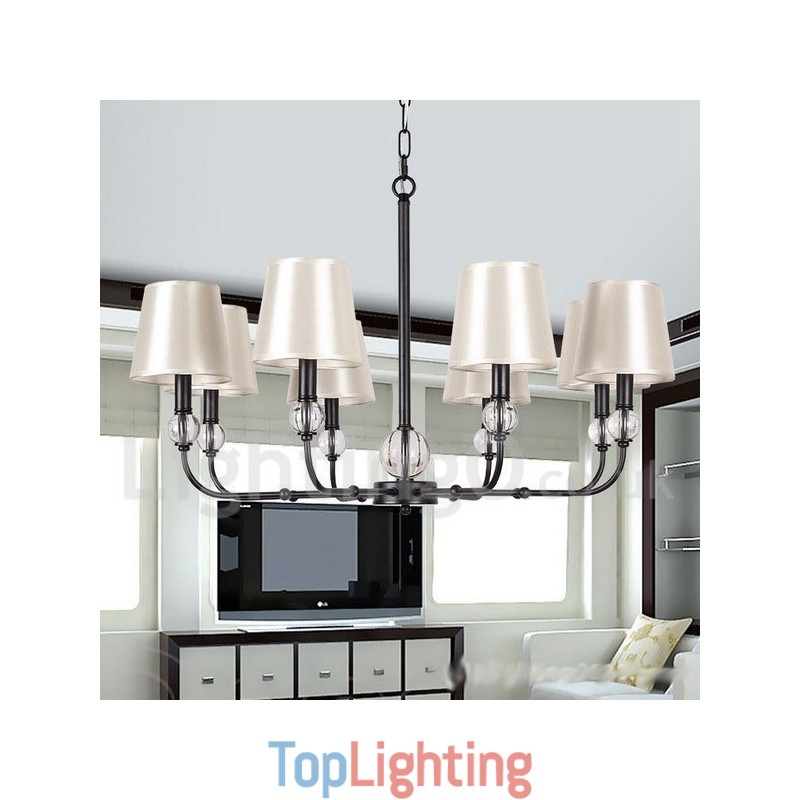 8 Light Rustic Retro Black Contemporary Candle Style Chandelier