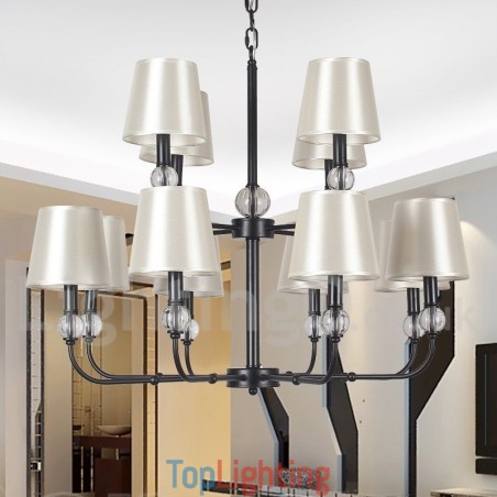 12 Light Retro 2 Tier Large Black Contemporary Candle Style Chandelier 12 Light Retro 2 Tier Large Black Contemporary Candle Style Chandelier
