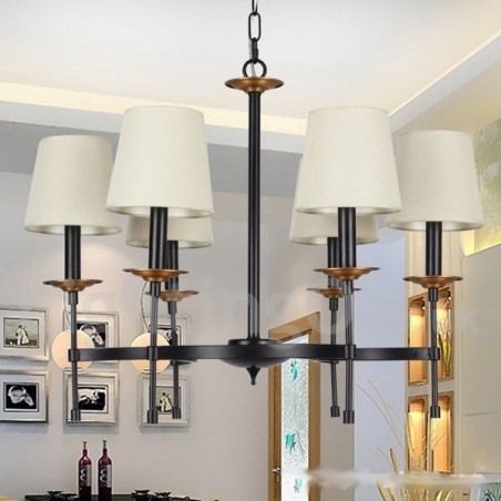 6 Light Contemporary Black Retro Candle Style Chandelier 6 Light Contemporary Black Retro Candle Style Chandelier