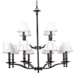 12 Light Retro Rustic Large 2 Tier Candle Style Chandelier