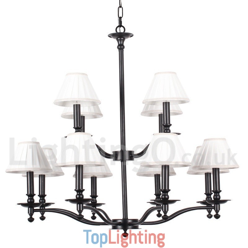 12 Light Retro Rustic Large 2 Tier Candle Style Chandelier