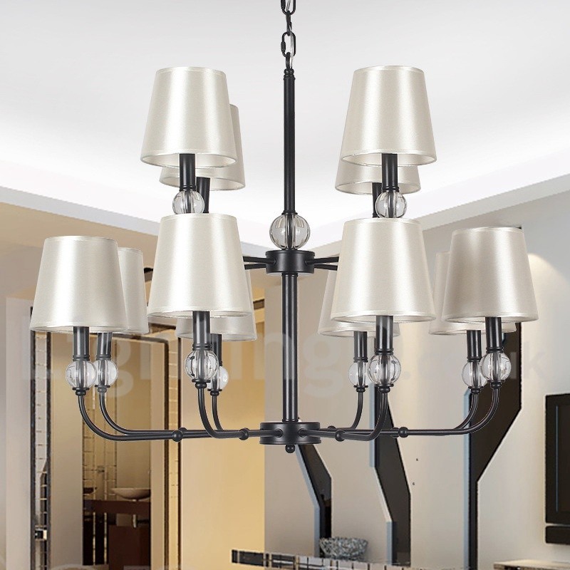 12 Light Rustic Retro Black 2 Tier Large Chandelier Candle Style Chandelier