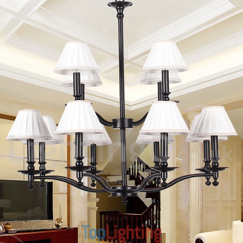12 Light Retro 2 Tier Large Chandelier Candle Style Chandelier