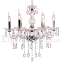 6 Light Contemporary K9 Crystal Candle Style Chandelier