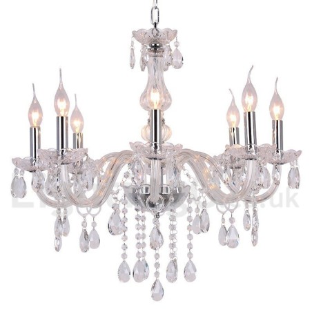 8 Light Contemporary K9 Crystal Candle Style Chandelier 8 Light Contemporary K9 Crystal Candle Style Chandelier