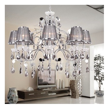 8 Light Grey K9 Crystal Candle Style Chandelier 8 Light Grey K9 Crystal Candle Style Chandelier