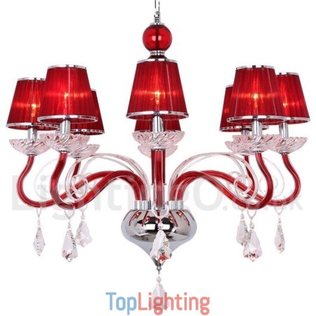 8 Light Red Contemporary K9 Crystal Candle Style Chandelier 8 Light Red Contemporary K9 Crystal Candle Style Chandelier