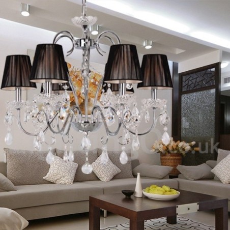 6 Light Contemporary K9 Crystal Candle Style Chandelier 6 Light Contemporary K9 Crystal Candle Style Chandelier