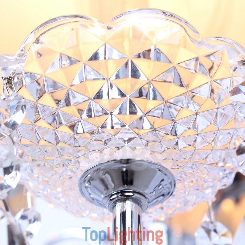 8 Light Contemporary K9 Crystal Candle Style Chandelier
