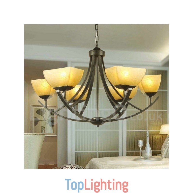 6 Light Mediterranean Style Black Candle Style Chandelier