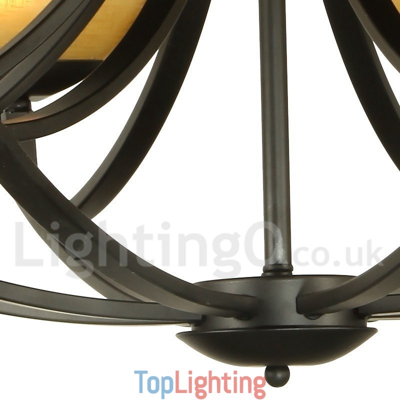 4 Light Mediterranean Style Black Candle Style Chandelier
