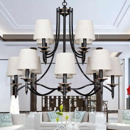 12 Light Retro Rustic Black Contemporary Candle Style Chandelier 12 Light Retro Rustic Black Contemporary Candle Style Chandelier