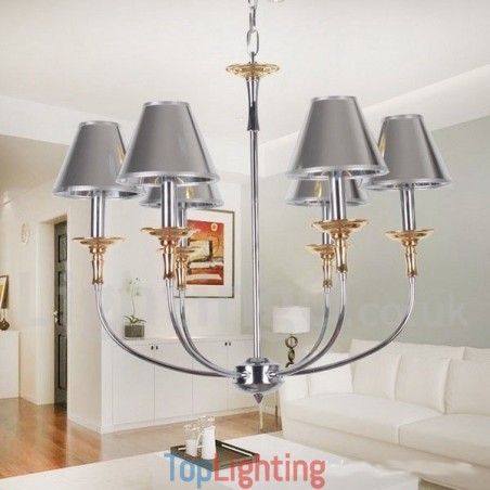 6 Light Modern Contemporary Chrome Candle Style Chandelier