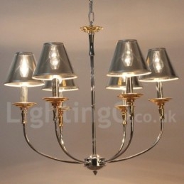 6 Light Modern Contemporary Chrome Candle Style Chandelier