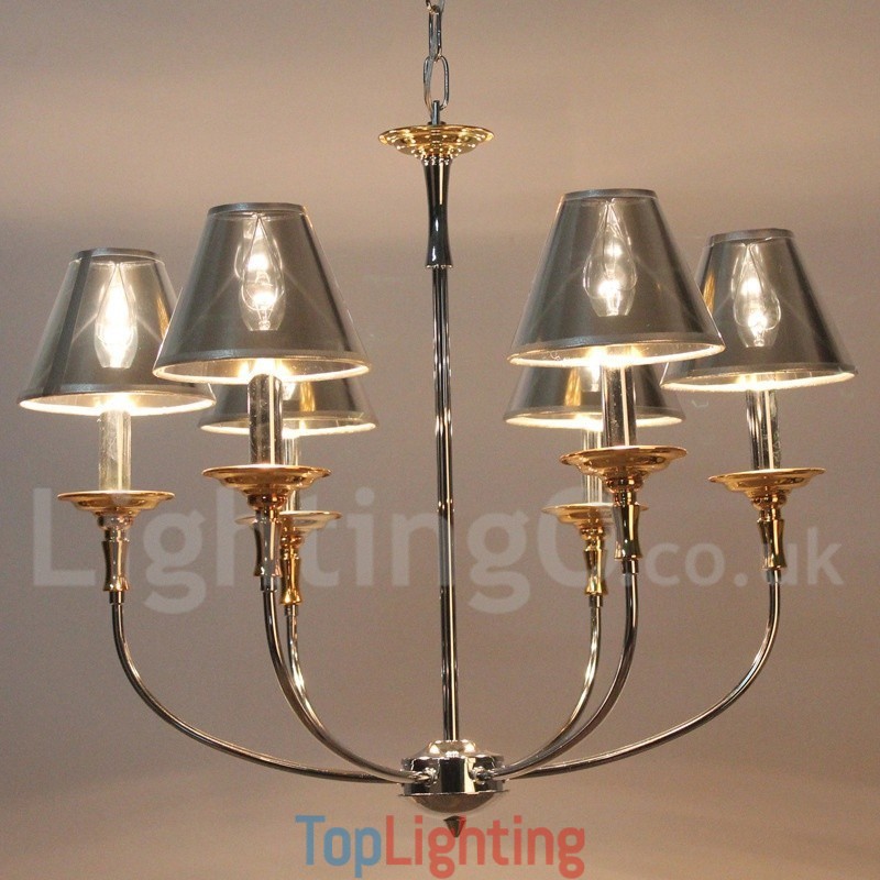 6 Light Modern Contemporary Chrome Candle Style Chandelier