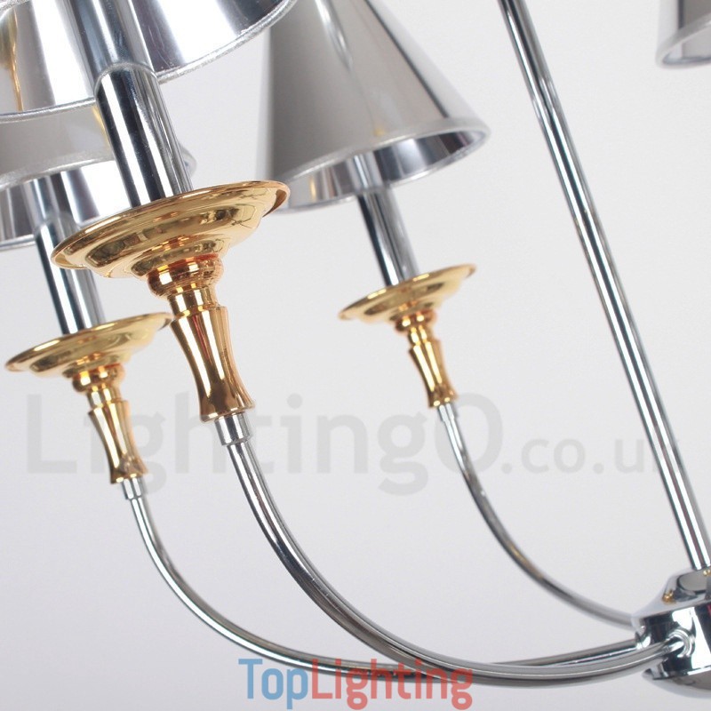6 Light Modern Contemporary Chrome Candle Style Chandelier