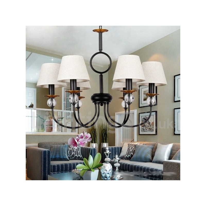 6 Light Rustic Retro Black Mediterranean Style Contemporary Candle Style Chandelier