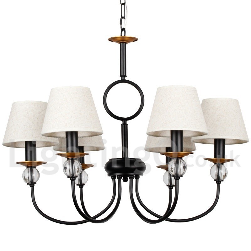 6 Light Rustic Retro Black Mediterranean Style Contemporary Candle Style Chandelier