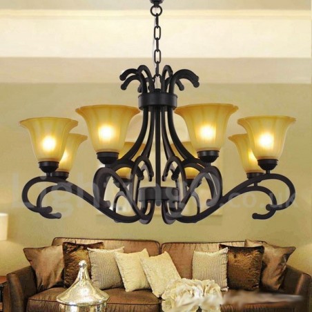 8 Light Black Contemporary Candle Style Chandelier 8 Light Black Contemporary Candle Style Chandelier