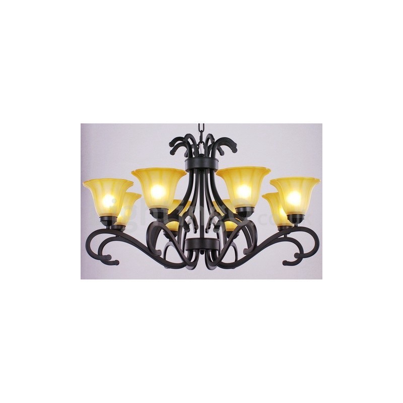 8 Light Black Contemporary Candle Style Chandelier