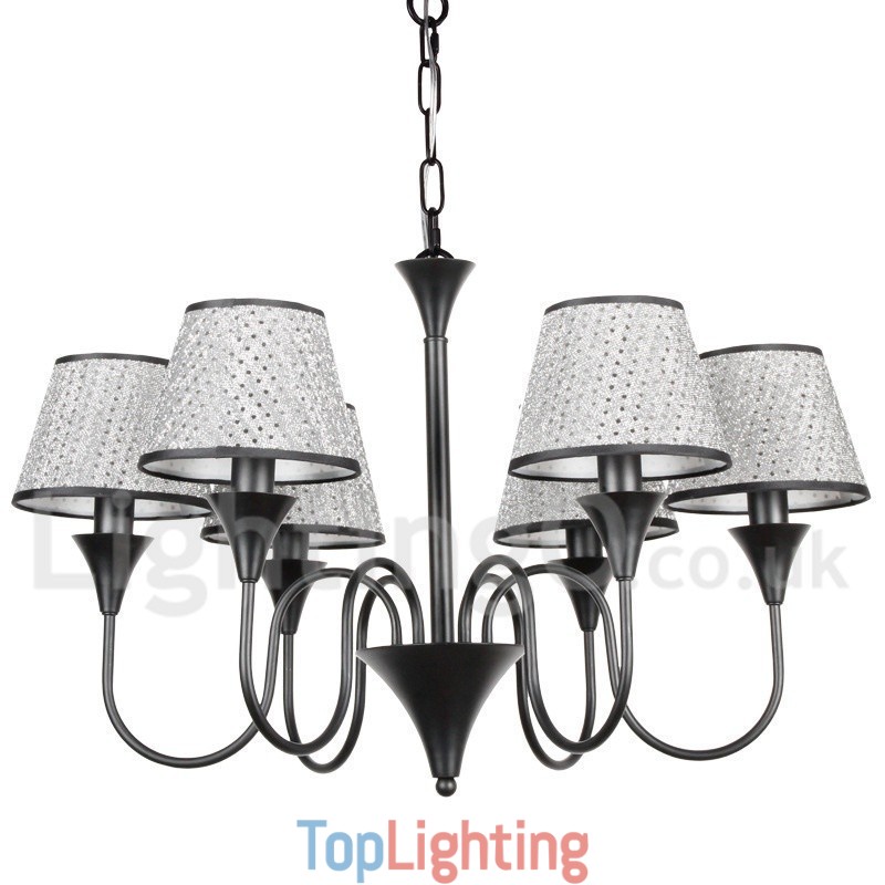 6 Light Rustic Modern Contemporary Retro Black Candle Style Chandelier