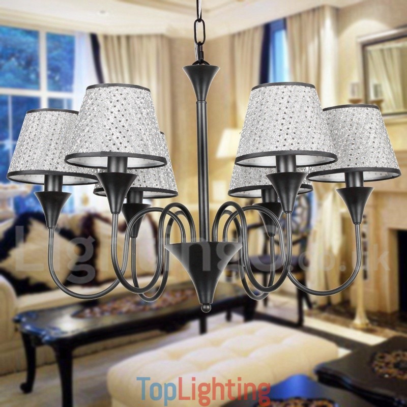 6 Light Rustic Modern Contemporary Retro Black Candle Style Chandelier