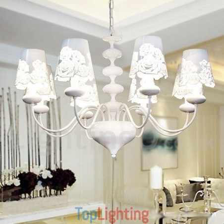8 Light Modern Contemporary Hollow White Candle Style Chandelier 8 Light Modern Contemporary Hollow White Candle Style Chandelier