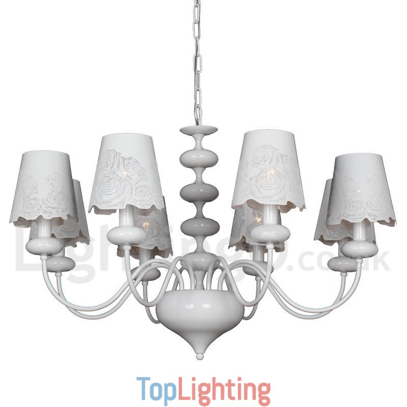 8 Light Modern Contemporary Hollow White Candle Style Chandelier
