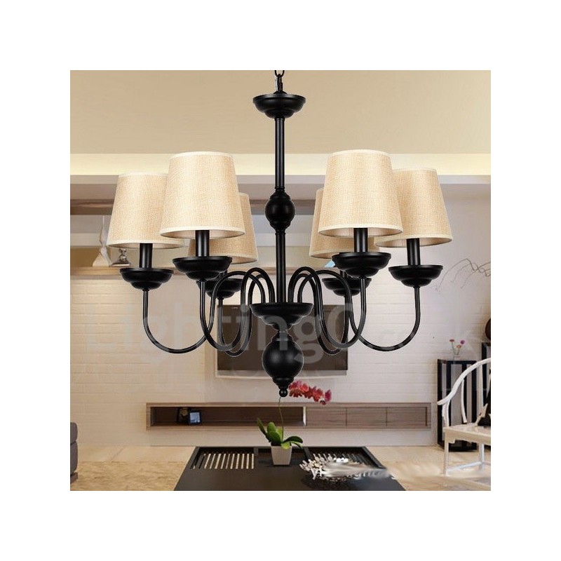 6 Light Rustic Retro Contemporary Candle Style Chandelier