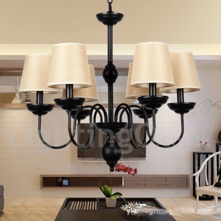 6 Light Rustic Retro Contemporary Candle Style Chandelier