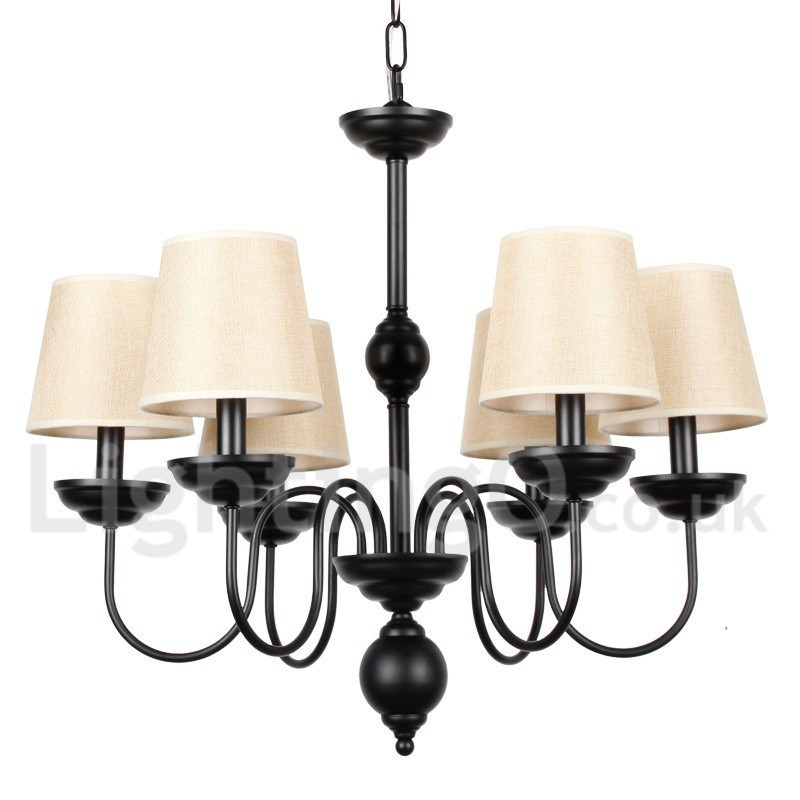 6 Light Rustic Retro Contemporary Candle Style Chandelier