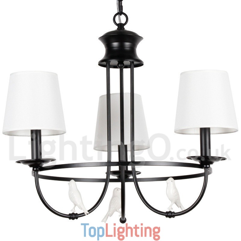 3 Light Retro Black Mediterranean Style Rustic Contemporary Candle Style Chandelier