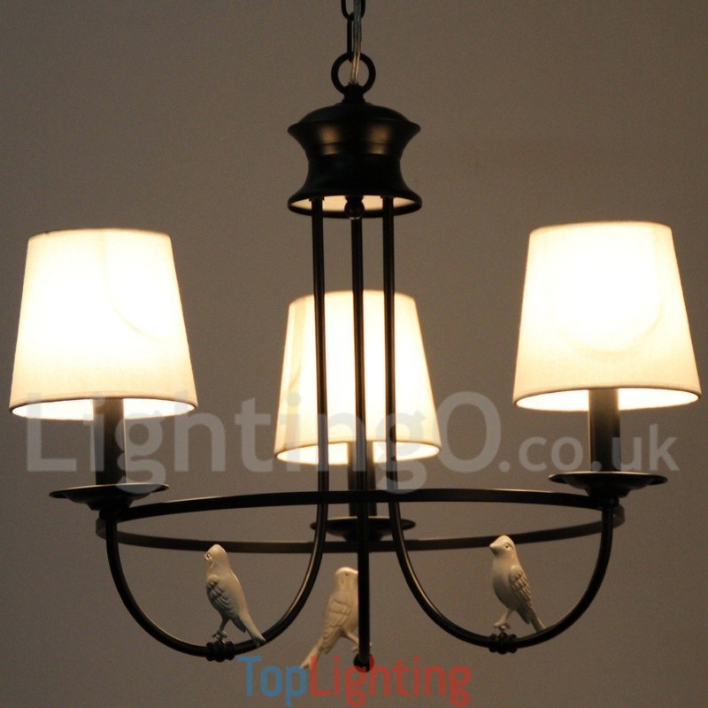 3 Light Retro Black Mediterranean Style Rustic Contemporary Candle Style Chandelier