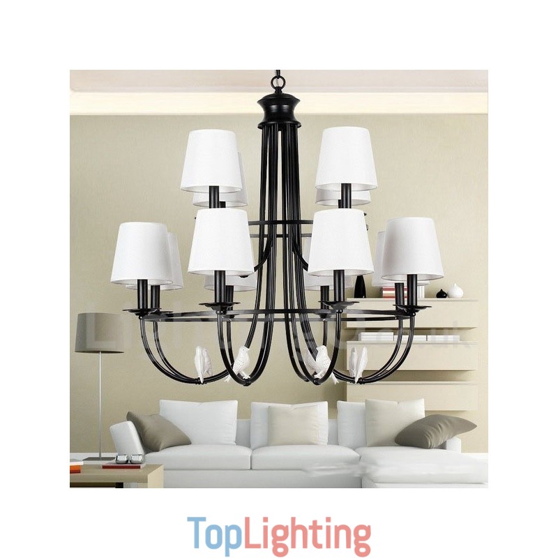 12 Light Retro Black Mediterranean Style Rustic Contemporary Candle Style Chandelier